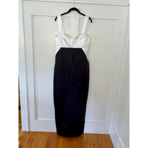 NEW Reformation Willy Maxi Dress White and Black Size 8 - Picture 3 of 7